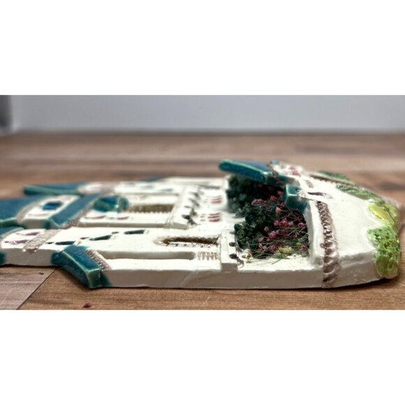 Vintage Handcrafted Ceramic Castle Wall Hanging With Blue Roofs 3D - Picture 4 of 4